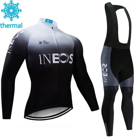 Set Langarmtrikot + Trägerhose Lange 2019 TEAM INEOS Winter Thermal Fleece N003